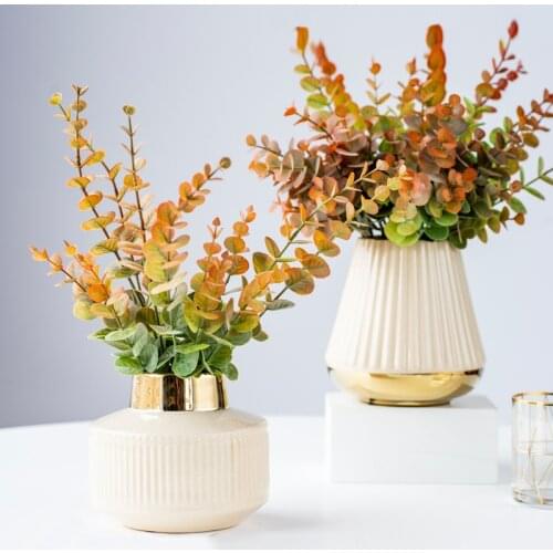 1PC Eucalyptus Plastic Artificial Plants Flower Green Grass Wedding Home Decoration Table Decors Background Wall Material