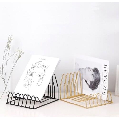 1PC Nordic style Golden Iron Art Grid Storage Rack Book Holder Three Layer Desktop Magazine Shelf Home Organizer Holder JL 246