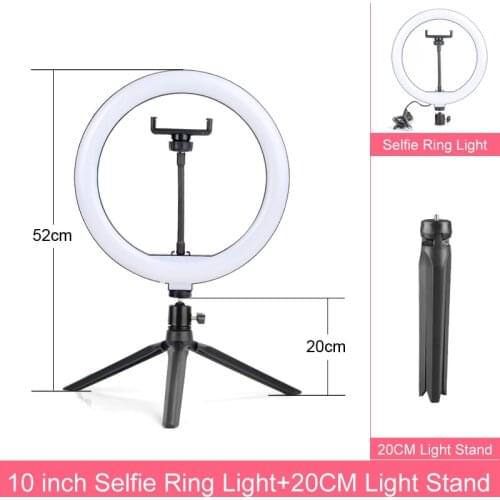8 Inch Dimmable LED Selfie Ring Light with Stand 160cm USB Lamp Photography Ringlight for Phone Studio Desktop