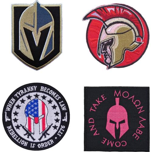 10 PCS Ancient Warrior Helmet Embroidered Iron On Patch, MOAON AABE Spartacus Movie fabric Clothing Accessories DIY