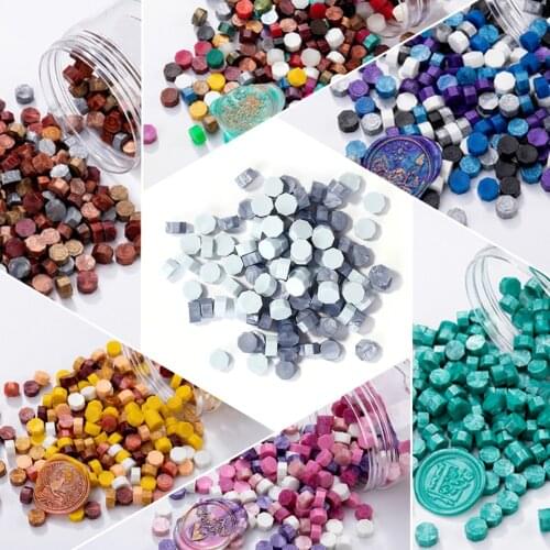 100pcs Retro Octagon Sealing Wax Beads Mixing Color Wax Seal Stamp for Vintage Craft Wedding Envelope Postcard Stamp Making Tool