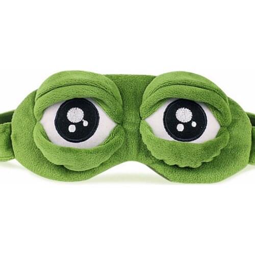 Soft Plush Sleeping Mask Funny 3D Sad Frog Eye Sleep Mask Padded Eyeshade Cover Travel Rest Eye Mask Gifts Kid Adult Eye Patch
