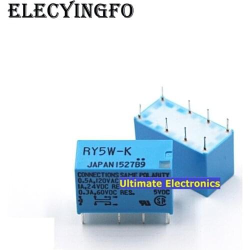 5PCS signal relay RY5W-K 5V 8 FEET 1A 4078