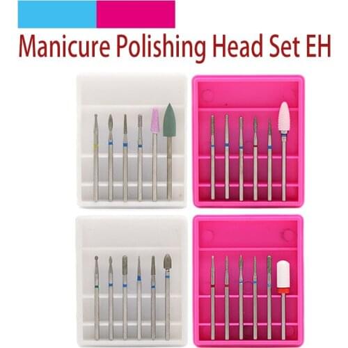 6pcs Multi-type Tungsten Steel/Quartz/Ceramic Nail Grinding Head Manicure Cutter Pedicure Machine Sander Drill Bit Electric Tool