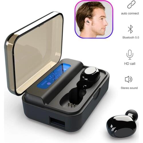 TWS Bluetooth 5.0 Wireless Earphone Auto Pairing Noise Cancelling Earbuds with Charging Box for iOS Android Cell Phones