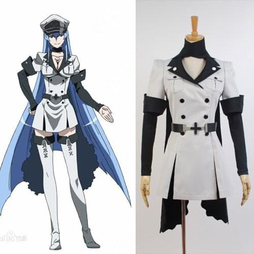 Fast Shipping Anime Cosplay Akame ga KILL Esdeath Empire General Apparel Uniform dress women clothes Halloween Costume Xmas gift