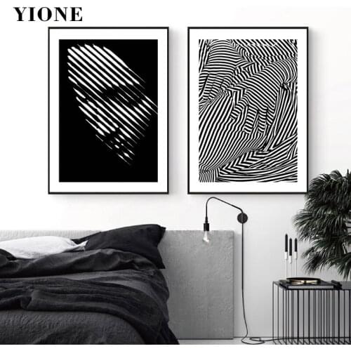 Balck and White Art Canvas Poster Custom Modern Woman Face Hand Wall Painting Bedroom Living Room Decoration Prints Pictures