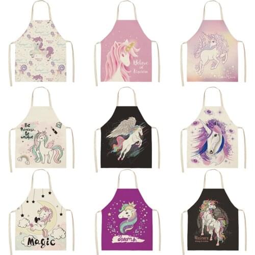 Rainbow horse pattern customizable apron alpaca For home and kitchen kids apron aprons for women cooking accessories Child apron