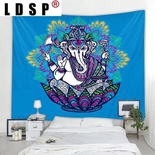 LDSP Tapestry Elephant Mandala Wall Hanging Wall Covering Rugs Mural Background Cloth Beach Towel Fabric Yoga Blanket Home Decor
