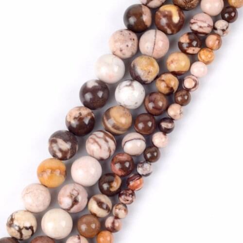 4 6 8 10 12mm Stone Beads Australia Zebra Jaspers Loose Spacer Beads For Jewelry Making DIY Bracelet Necklace Accessories Charms