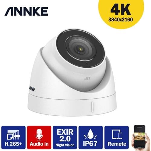 ANNKE 4K IP Camera Outdoor Indoor Waterproof Turret 4K Video Surveillance Camera Audio Recording Security Camera 8MP POE Camera