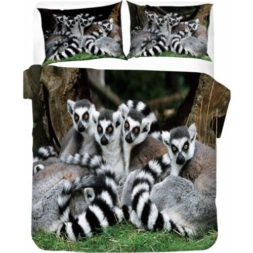 HELENGILI 3D Bedding Set animals series Lemur pattern Print Duvet Cover Set with Pillowcase Bed Set Home Textiles #DT-08