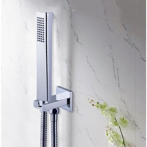 Brass Chrome Hand Held Shower Head With Wall Connector &1.5m Hose Set Water with valve Handheld Sprayer