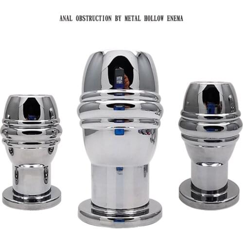 Metal hollow enema anal plug anal dilatation vaginal expansion device private parts of the back court spy device sex toys