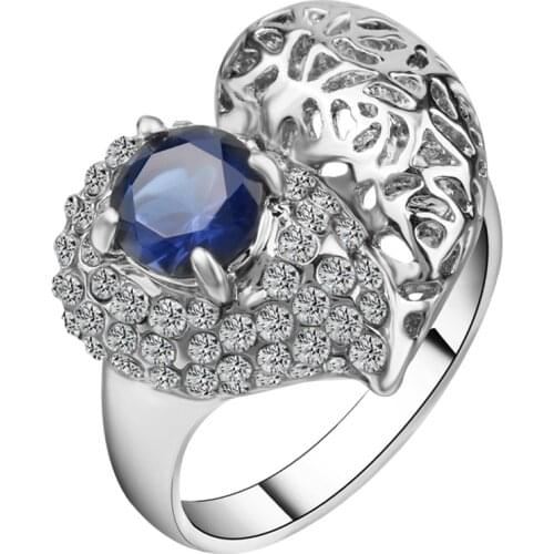 Kinel Fashion Love Heart Rings For Women Silver Color Mosaic White Crystal Vintage Jewelry Free Shipping