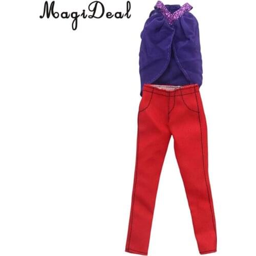 Handmade 12inch Fashion Girl Doll Outfits Tops Vest T-shirt & Trousers Pants for Monster High School Girl Doll Clothing