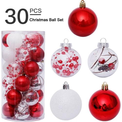 30Pcs Christmas Tree Pendant 6cm Transparent Ball Christmas Ball Set Mall Wedding Party Holiday Decoration Supplies