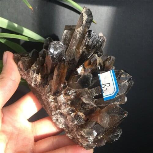 Natural Black Quartz Crystal Cluster Point Healing