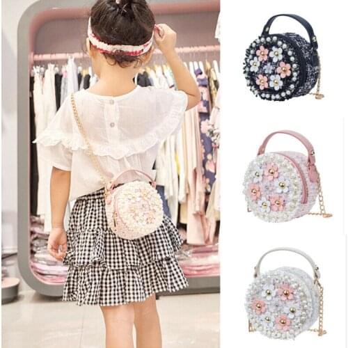 New Kid Girl Princess Handbag Sling Shoulder Bag PU Round Crossbody Purses