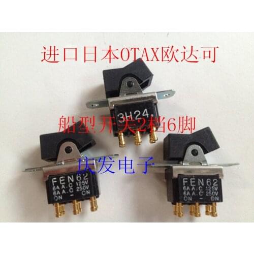 Original new 100% FEN62 6A 125V 250V rocker switch 2gear 6pin gold plated foot plate switch