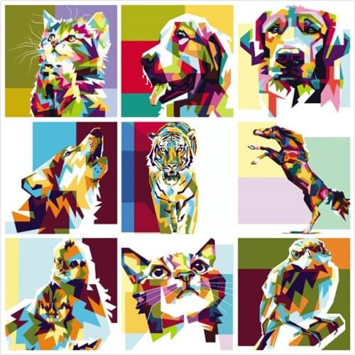 Dazzling Animals Painting By Numbers For Adults Kits Hand Painted Decor Drawing Canvas DIY Oil Coloring Paint Picture By Numbers