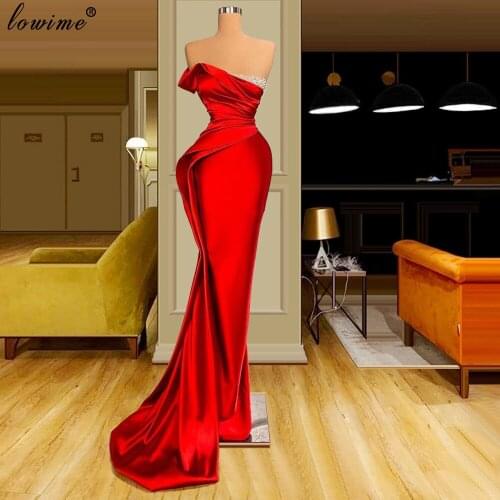 Simple Red Mermaid Celebrity Dresses Long Strapless Prom Dresses For Women Vintage Cocktail Party Dresses Evening Wear платье