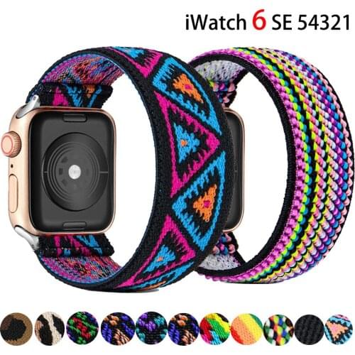 Scrunchie Strap for Apple watch band 44mm 38mm 40mm 42mm Bohemia Elastic belt solo loop bracelet iWatch Series 3 4 5 se 6 band