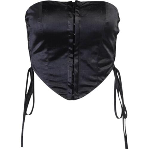 Sexy Women Tube Tops Fashion High Street Stylish Side Lae-up Bandage Backless Slim Corset Crop Top for Shirt Dress Female 2021