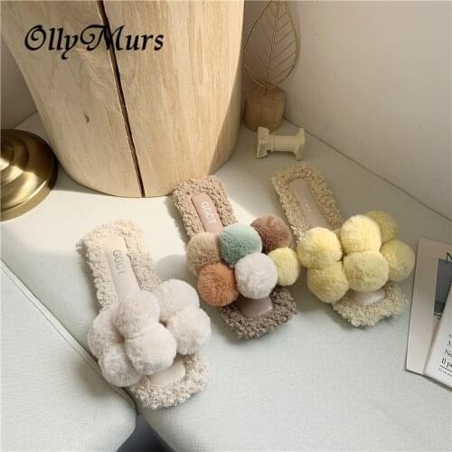 Multicolor Plush slippers women flock cork slippers 2020 summer fashion outdoor furry sandals woman fluffy flip flops girls