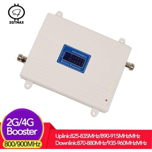 ZQTMAX 2g 4g mobile signal booster 850 lte cellular amplifier internet repeater gsm 900 MHz call phone booster B5 B8 dual band