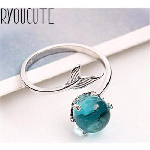 Bohemian Silver Color Mermaid Tail Rings for Women Bijoux Gift Female Adjustable Size Finger Rings Anillos Wholesale