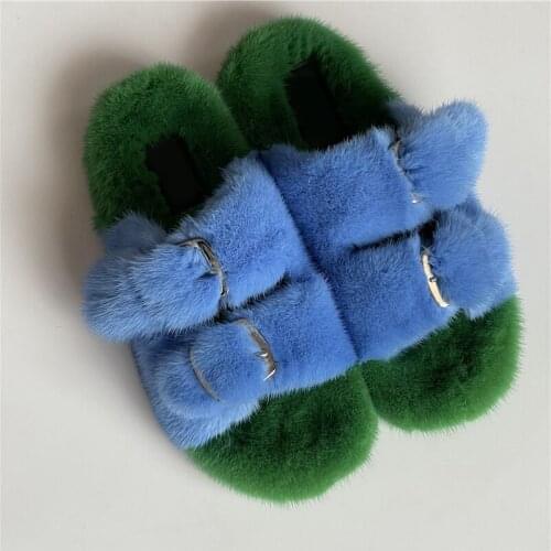 Sexy Sandals For Women Summer Shoes With Rhinestones Fur Slides Fur Slippers Comfortable Sandals Size 36-43 New Collection 2021