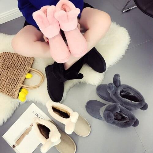 Rabbit Ears Snow Boots Womens Winter Short Tube Flat Warm Cotton Boots Womens Short Boots Womens Boots