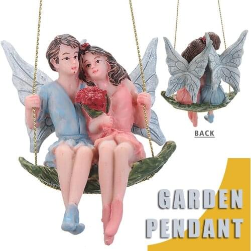 1pc Swing Couple Figurines Resin Romantic Garden Home Decor Fairy Ornaments Best For Friend Schoolmate Wedding Gifts