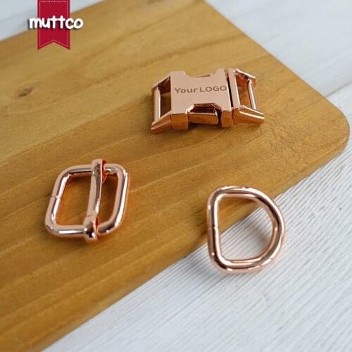 10sets/lot (metal buckle+adjust buckle+D ring/set) DIY dog collar accessory 15mm customize LOGO engraved buckle 4 colours