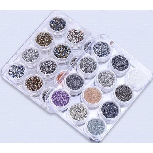 12 Grids Nail Art Tiny Steel Caviar Beads Mixed Size 3D Design Gold Silver Irregular Rhinestone Jewelry Manicures DIY Decoration