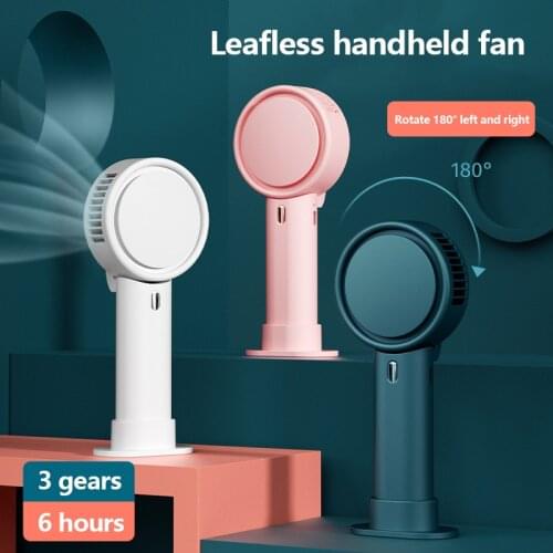 180° Rotatable Portable Handheld Cooling Leafless Fan 2000 mAh Mini Fan Desktop Bladeless Fan Rechargeable Quiet 3 Gear