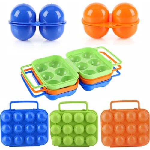 2/6/12 Slots Random Color Storage Box Portable Folding Eggs Box Plastic Box Eggs Storage Organizer Useful Food Container #73