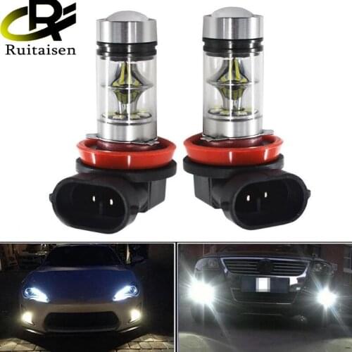 2Pcs H11 H8 Fog Lights Bulb 2323SMD 1600LM 6000K White light DRL Daytime Car Driving Running Lamp Auto Leds Light 12V 24V