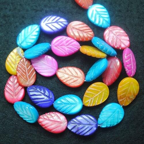 26pcs nature multi colors beads carving leaf shape for women bracelets making accessories with best wholesale price 10x14mm