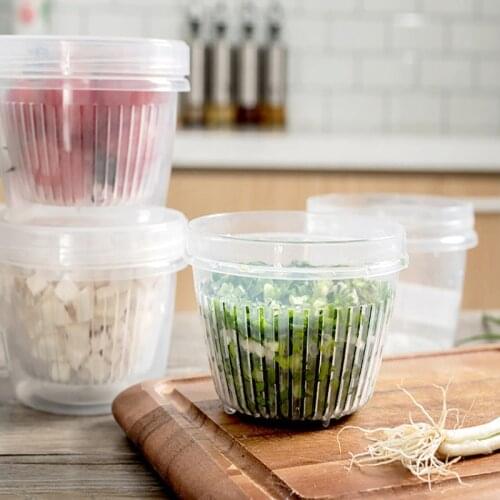 500ml Kitchen Vegetable Fresh Box Refrigerator Food Sealed Storage Box With Lids Garlic Circular Portable Drainage Organizer