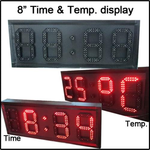8" red color,temperature,time,led clock,led module,7 segment of the modules, semi-outdoor,led signs,led gas price