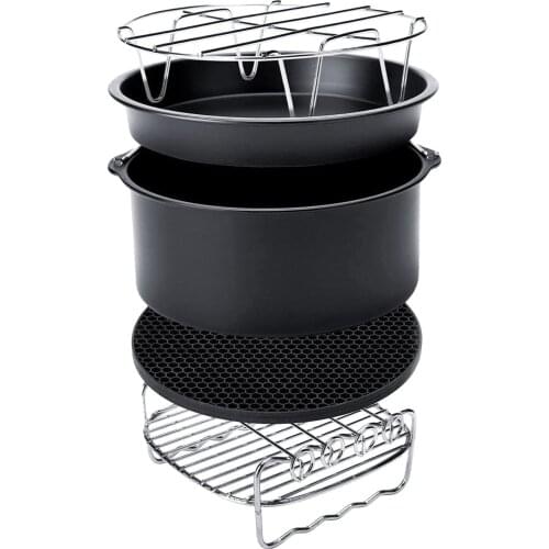 8Pcs9'' Air Fryer Accessories Set Pizza BBQ Pan Chips Roast Baking 4.2-8QT