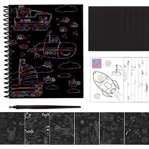 22 pages Drawing Book 3 in 1 Scratch Painting Color Filling Toys Cartoon Animal Unicorn Dinosaur Children Kids Boys Girls Gifts