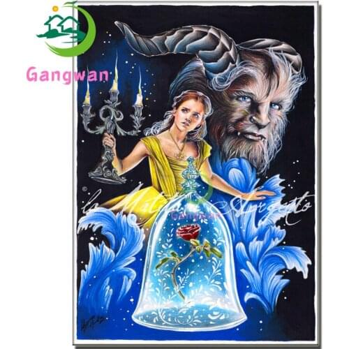 Full spuare Round 5D beauty diamond painting DIY diamond embroidery the Beast Cross Stitch rose cartoon Rhinestone mosaic decor