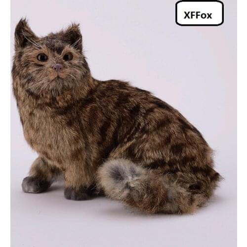 Big simulation brown cat model polyethylene&furs new sitting cat doll gift about 27x24cm xf1408