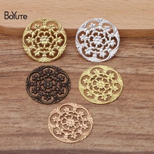 BoYuTe (50 Pieces/Lot) 23MM Metal Brass Stamping Flower Filigree Findings Diy Hand Made Jewelry Accessories