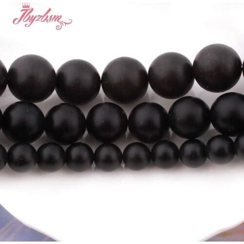 Frost Matte Round Black Brazil Agates Loose Spacer Natural Stone Beads For DIY Necklace Jewelry Making Strand 15" 4/6/8/10/12mm