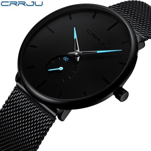 Crrju fashion Mens Watches Top Brand Simple design male Watch Waterproof Sport quartz Watch Classic Quartz Mens Wrist Watch