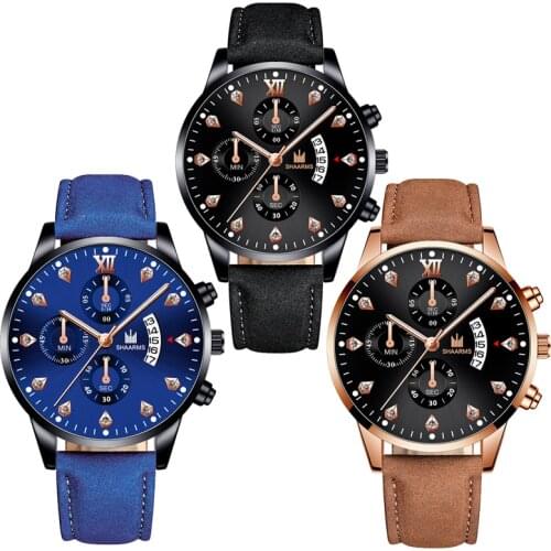 2021 Relogio Masculino Watches Men Fashion Sport Stainless Steel Case Leather Band Watch Quartz Business Wristwatch Reloj Hombre